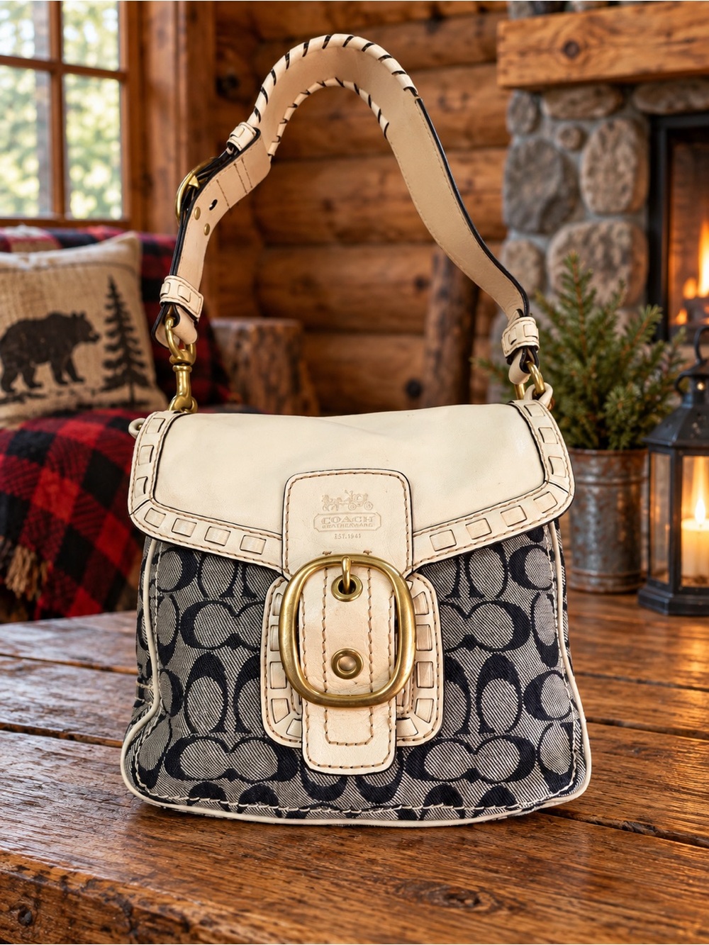 Coach Bleecker Signature Denim Flap Bag